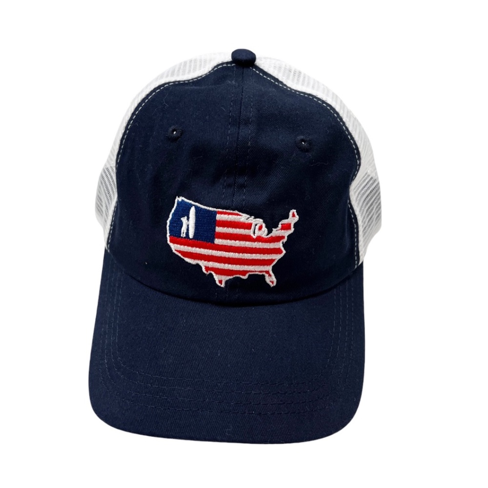 NWOT Johnnie-O American Flag Embroidered Logo Mesh Back Hat USA Patriotic - Picture 3 of 12